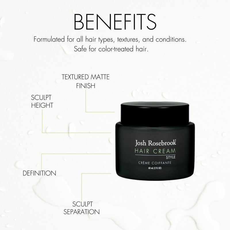 Josh Rosebrook Hair Cream - hair styling cream that creates height, separation, and texture on short to long hairstyles - 60 mL - 2 Oz - Image 4