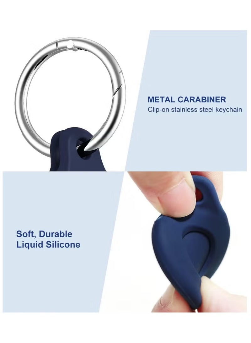 Airtag Stand Compatible with Air Tag, Airtags Sleeve with Keychain, Silicone Sleeve Keyring for Apple Air Tags Multi-coloured Airtag Accessories (Black + Blue 2-Pack) - Image 3