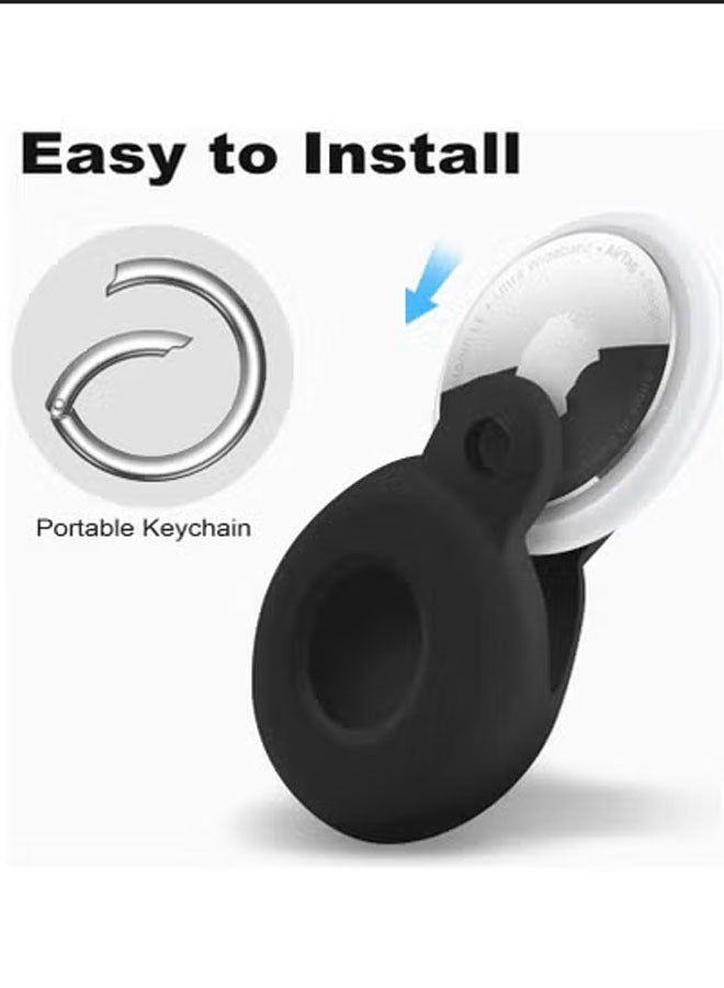 Airtag Stand Compatible with Air Tag, Airtags Sleeve with Keychain, Silicone Sleeve Keyring for Apple Air Tags Multi-coloured Airtag Accessories (Black + Blue 2-Pack) - Image 2