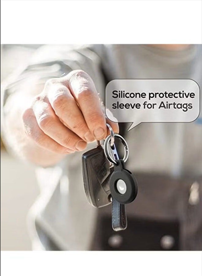 Airtag Stand Compatible with Air Tag, Airtags Sleeve with Keychain, Silicone Sleeve Keyring for Apple Air Tags Multi-coloured Airtag Accessories (Black + Blue 2-Pack) - Image 5