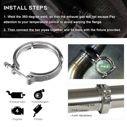 NYTKL 4 Inch V Band Clamp,Male Female 304 Stainless Steel Quick Release Flange Exhaust Clamp, V-Band for Pickup Truck Turbo Downpipe Exchange Exhaust Systems, Car Accessories - Image 5