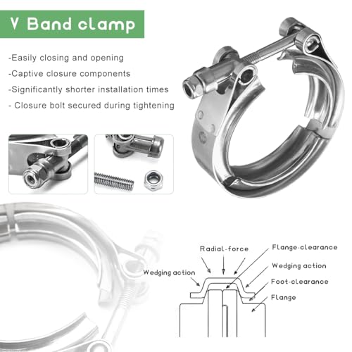 NYTKL 4 Inch V Band Clamp,Male Female 304 Stainless Steel Quick Release Flange Exhaust Clamp, V-Band for Pickup Truck Turbo Downpipe Exchange Exhaust Systems, Car Accessories - Image 3
