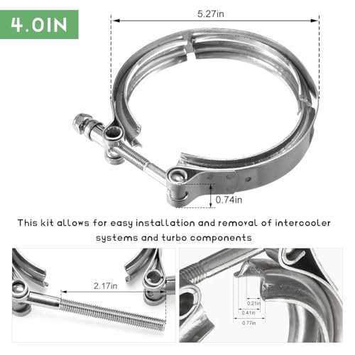 NYTKL 4 Inch V Band Clamp,Male Female 304 Stainless Steel Quick Release Flange Exhaust Clamp, V-Band for Pickup Truck Turbo Downpipe Exchange Exhaust Systems, Car Accessories - Image 2
