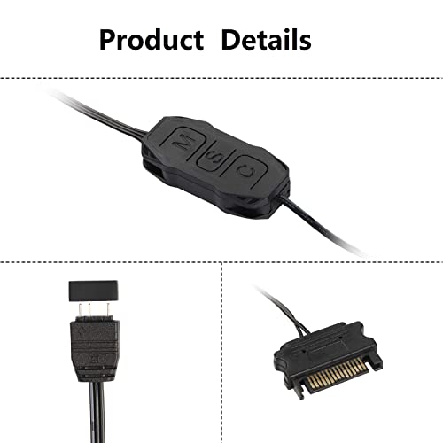 XMSJSIY ARGB Controller 5V 3 Pin RGB Controller Cable,SATA Power Supply Light Stripe Controller-1 pcs - Image 2