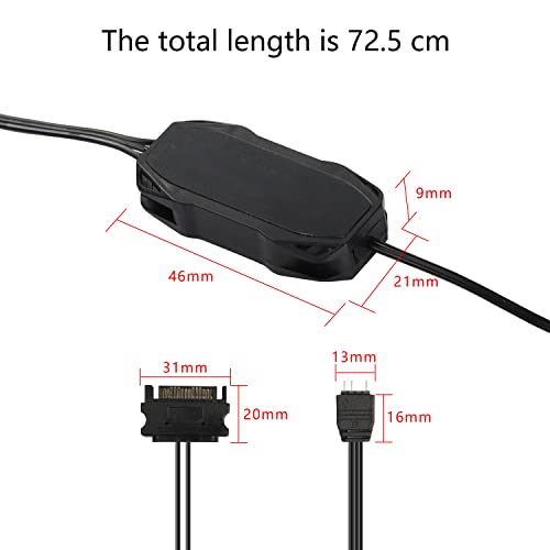 XMSJSIY ARGB Controller 5V 3 Pin RGB Controller Cable,SATA Power Supply Light Stripe Controller-1 pcs - Image 5