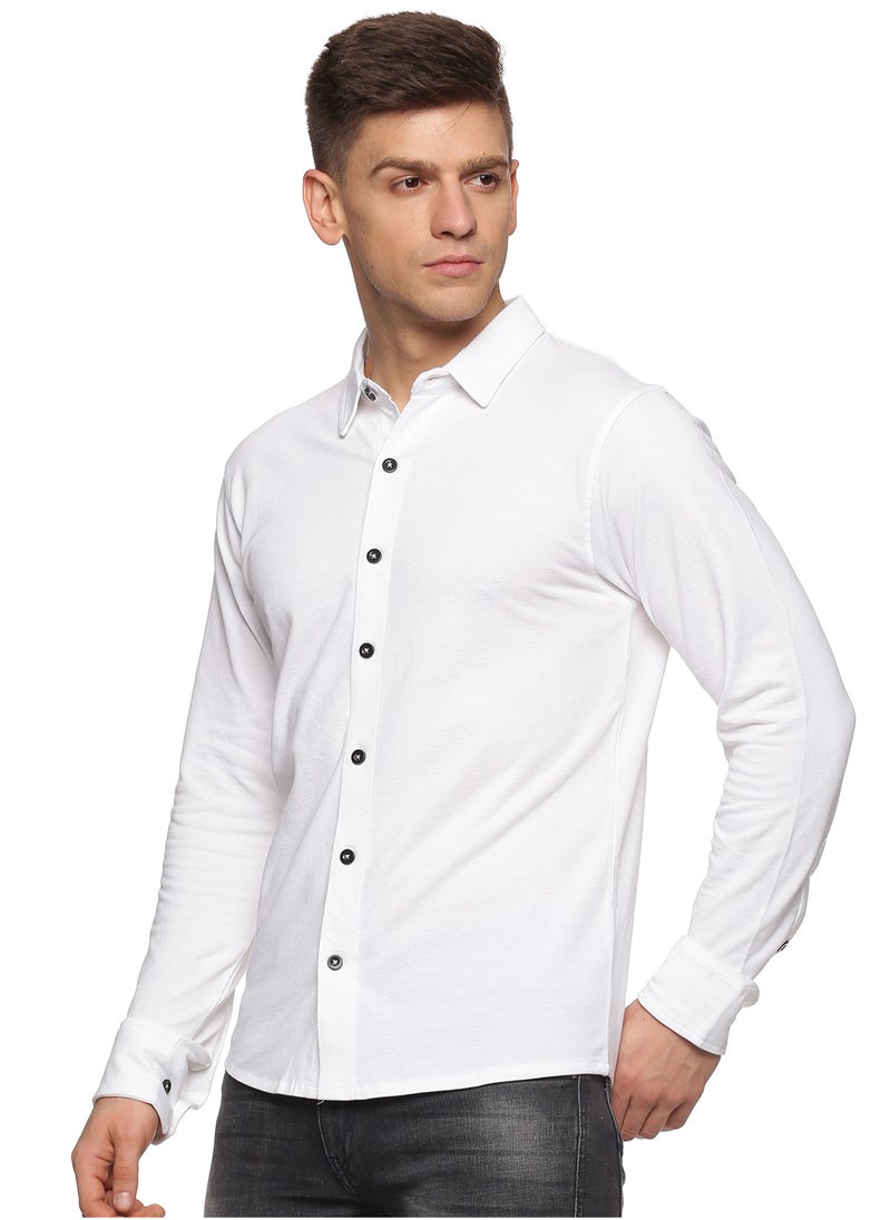 Men's Cotton Solid Knitted Full Sleeves Shirt (white) - pzsku/ZBE3FC6A2ABC61BDD5C0EZ/45/_/1720101231/6e8ecddb-afc0-4b88-8e37-ce1e4d62a375