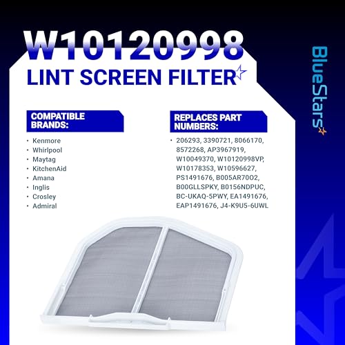 BlueStars [UPGRADED] BlueStars W10120998 Dryer Lint Screen Filter – Durable Stainless Steel – Compatible with Whirlpool, Kenmore, Maytag, Roper & Sears – Replaces W10049360 PS1491676 8066170 W10049370 AP3967919 - Image 2
