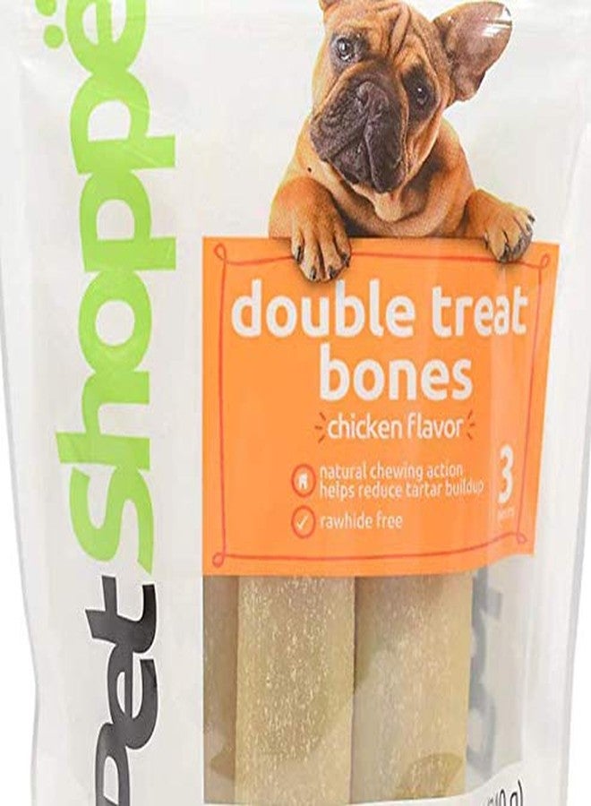 PET SHOPPE مكافآت الكلاب من بيت شوب بنكهة الدجاج والعظام المزدوجة - قاعدة أرز سهلة الهضم - تعزز التحكم في البلاك والجير - مثالية للتدريب (3 عظام) - Image 2