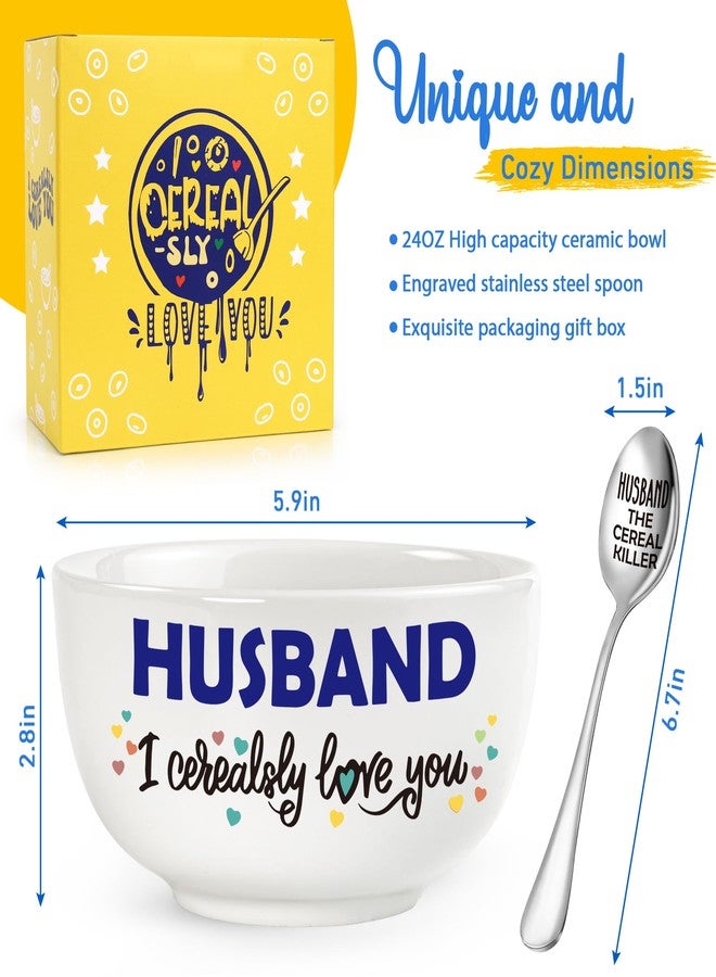 BackURyear Husband Fathers Day Gift from Wife, Best Wedding Anniversary Birthday Gift for Him Men from Wife, Husband I Cerealsly Love You, Romantic Cereal Bowl Presents Box - Image 2