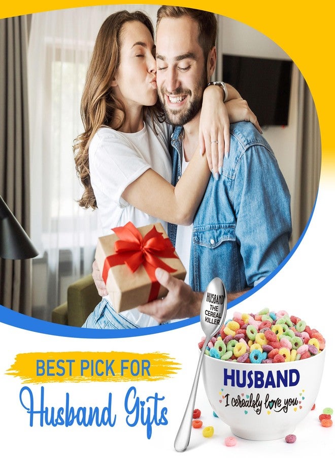 BackURyear Husband Fathers Day Gift from Wife, Best Wedding Anniversary Birthday Gift for Him Men from Wife, Husband I Cerealsly Love You, Romantic Cereal Bowl Presents Box - Image 5
