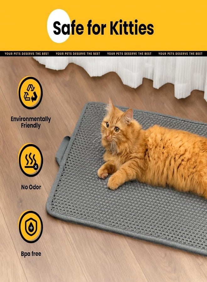 kaxionage Premium Cat Litter Box Mat - Waterproof Anti-Slip Litter Trapping Floor Pad | Easy Clean Mess Control Mat for Cats & Kittens- Grey (60 * 40cms) - Image 4