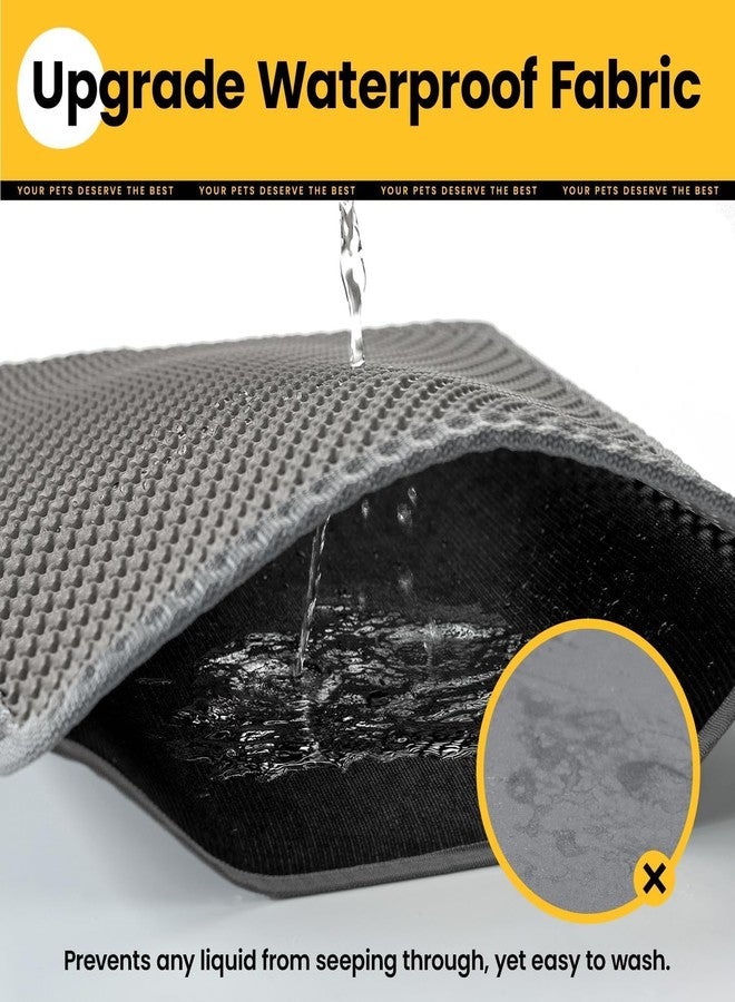 kaxionage Premium Cat Litter Box Mat - Waterproof Anti-Slip Litter Trapping Floor Pad | Easy Clean Mess Control Mat for Cats & Kittens- Grey (60 * 40cms) - Image 2