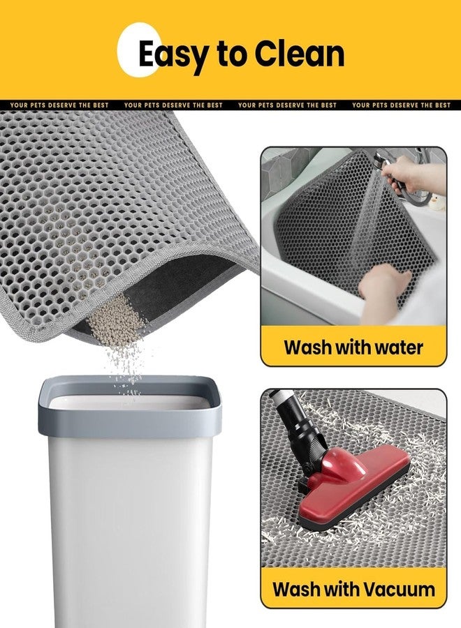 kaxionage Premium Cat Litter Box Mat - Waterproof Anti-Slip Litter Trapping Floor Pad | Easy Clean Mess Control Mat for Cats & Kittens- Grey (60 * 40cms) - Image 3