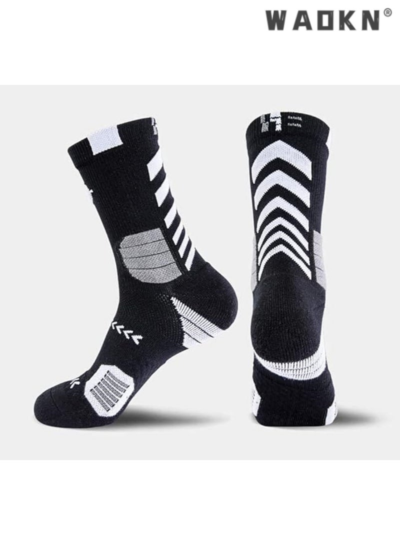 دبليو أيه أو كي أن جوارب كرة السلة للرجال تشغيل تدريب الرجال الجوارب القطنية المضغوطة للرجال الجوارب الرياضية ذوي الياقات البيضاء الأداء سميكة بطيئة الحركة الخفيفة تنفس 5 أزواج - Image 2