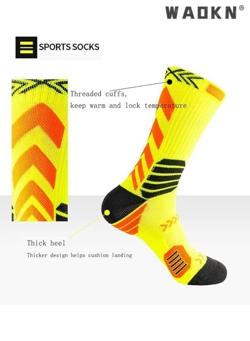 دبليو أيه أو كي أن جوارب كرة السلة للرجال تشغيل تدريب الرجال الجوارب القطنية المضغوطة للرجال الجوارب الرياضية ذوي الياقات البيضاء الأداء سميكة بطيئة الحركة الخفيفة تنفس 5 أزواج - Image 5