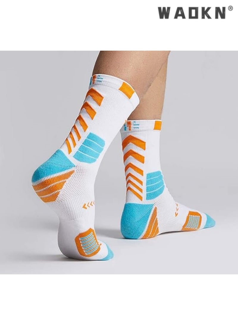 دبليو أيه أو كي أن جوارب كرة السلة للرجال تشغيل تدريب الرجال الجوارب القطنية المضغوطة للرجال الجوارب الرياضية ذوي الياقات البيضاء الأداء سميكة بطيئة الحركة الخفيفة تنفس 5 أزواج - Image 4