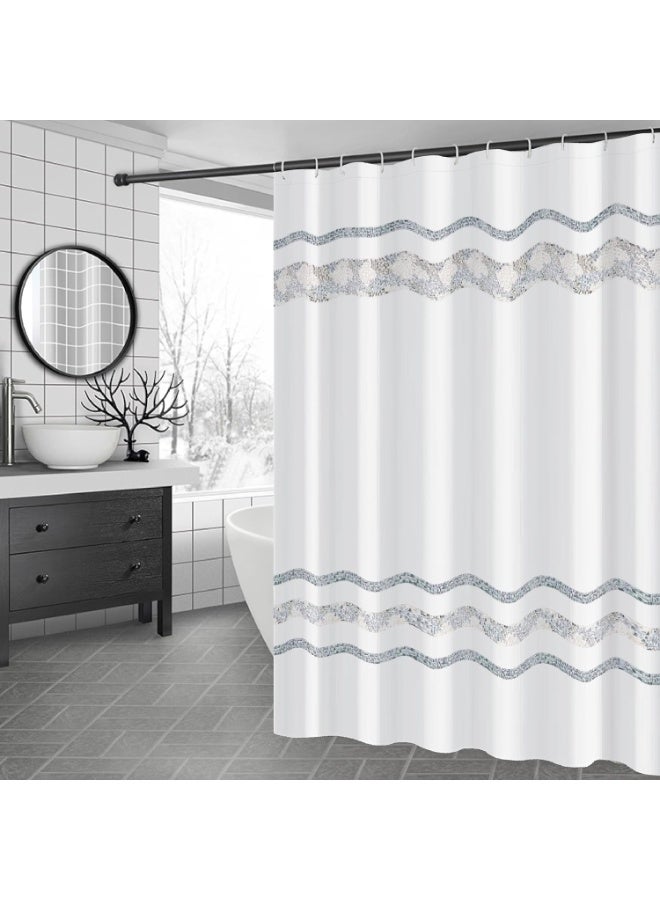 GOLD MANTIS Embroidered Shower Curtain, 72x72 Inch, 100% Polyester, Wrinkle-Free, Quick-Dry Fabric with Reinforced Buttonholes, Multiple Color & Pattern Options (Embroidered Floral & Natural Motifs) - Image 1