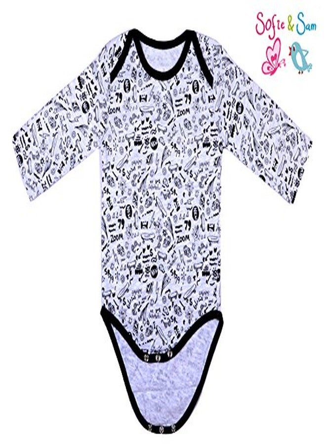 Sofie & Sam London, Baby Bodysuit Romper Onesie Full Sleeves Premium Cotton for 6 to 9 Months, Funcky - Image 2