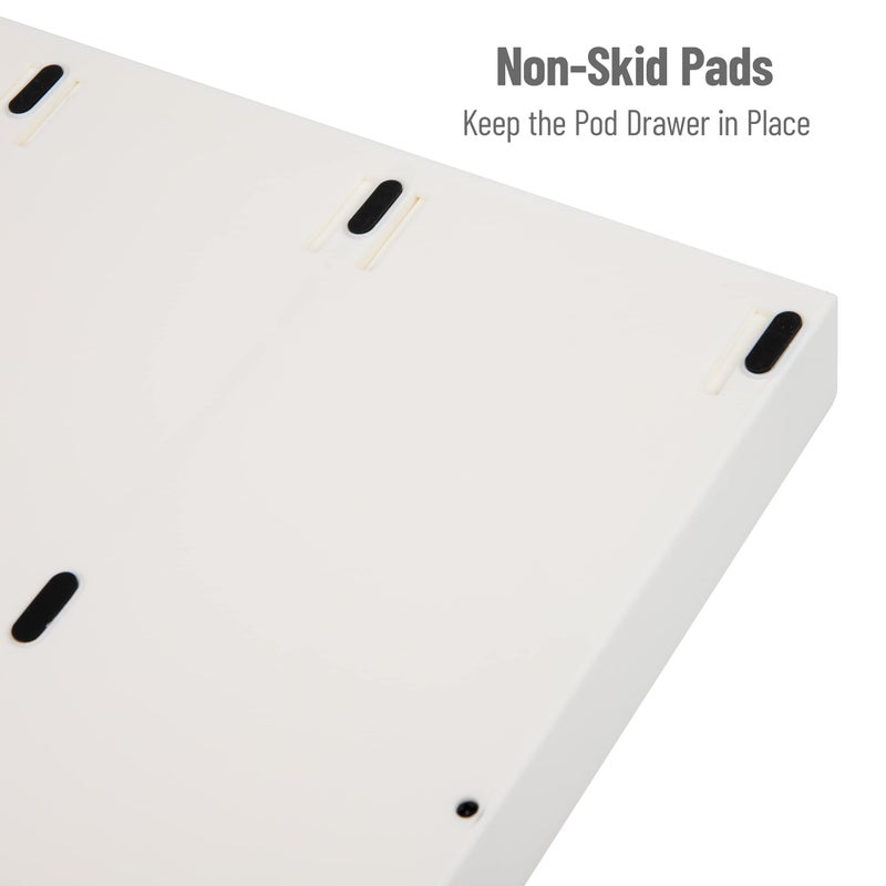 Mind Reader منظم كبسولات القهوة الفردية من مايند ريدر مع 3 أدراج، سعة 36 كبسولة، على الطاولة، 12.25"L x 13.5"W x 2.5"H، أبيض - Image 4