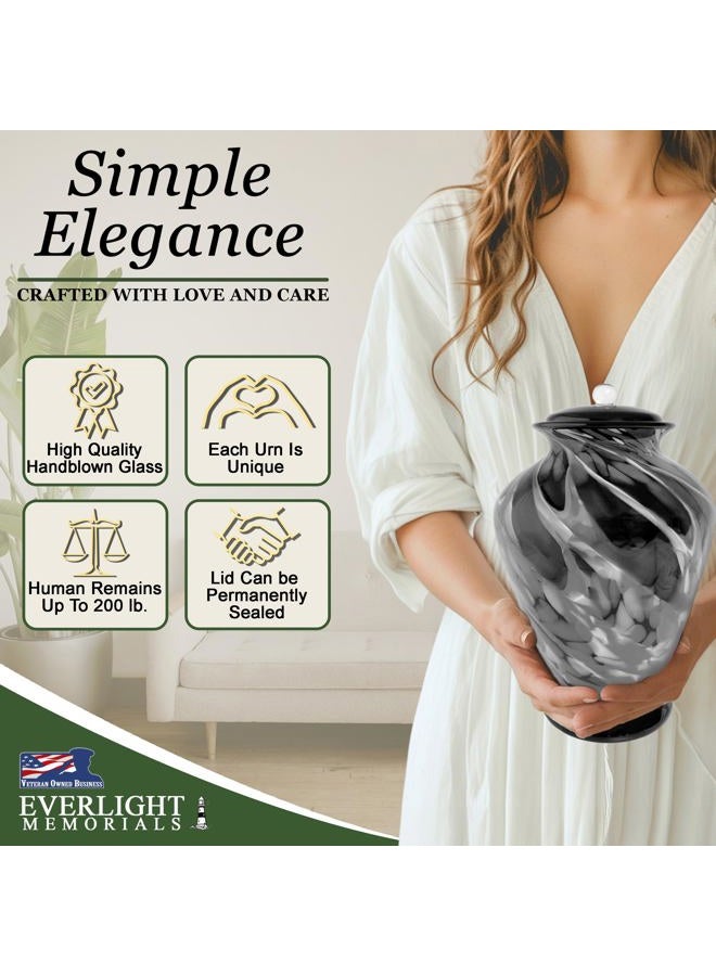 Everlight Memorials Silver Radiance Hand Blown Glass Cremation Urns for Human Ashes - Museum Quality Large Decorative Glass Urn for Adult Men & Women - Burial Urns for Adult Human Ashes - Image 2