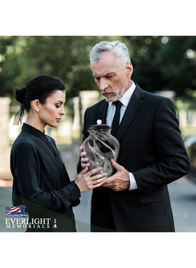 Everlight Memorials Silver Radiance Hand Blown Glass Cremation Urns for Human Ashes - Museum Quality Large Decorative Glass Urn for Adult Men & Women - Burial Urns for Adult Human Ashes - Image 5
