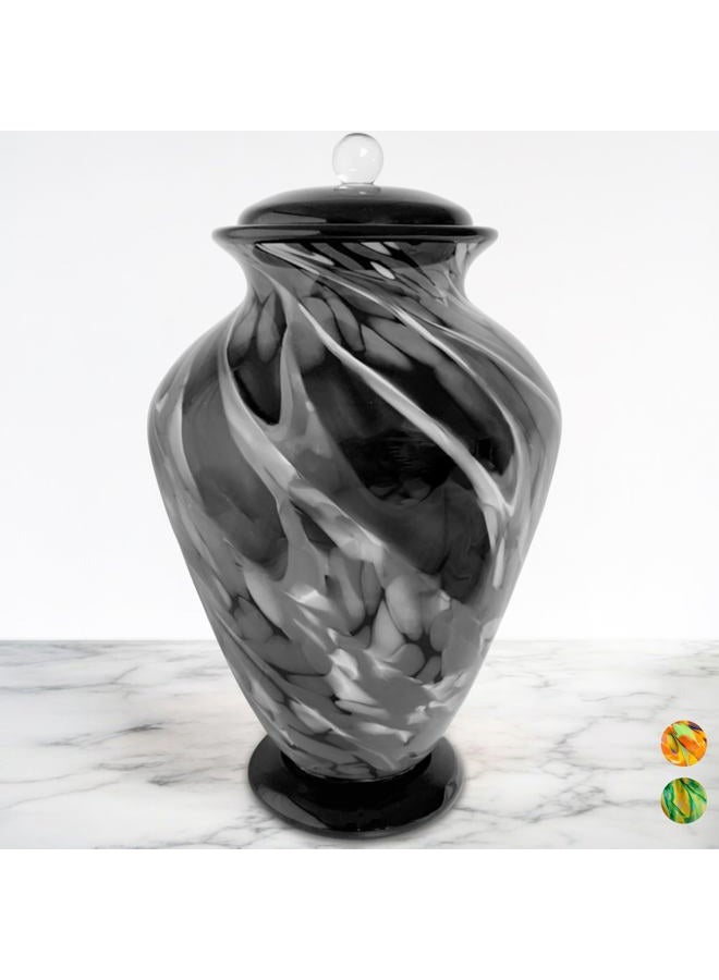 Everlight Memorials Silver Radiance Hand Blown Glass Cremation Urns for Human Ashes - Museum Quality Large Decorative Glass Urn for Adult Men & Women - Burial Urns for Adult Human Ashes - Image 1