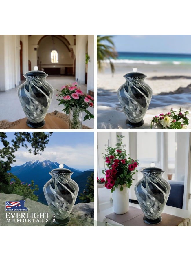 Everlight Memorials Silver Radiance Hand Blown Glass Cremation Urns for Human Ashes - Museum Quality Large Decorative Glass Urn for Adult Men & Women - Burial Urns for Adult Human Ashes - Image 4