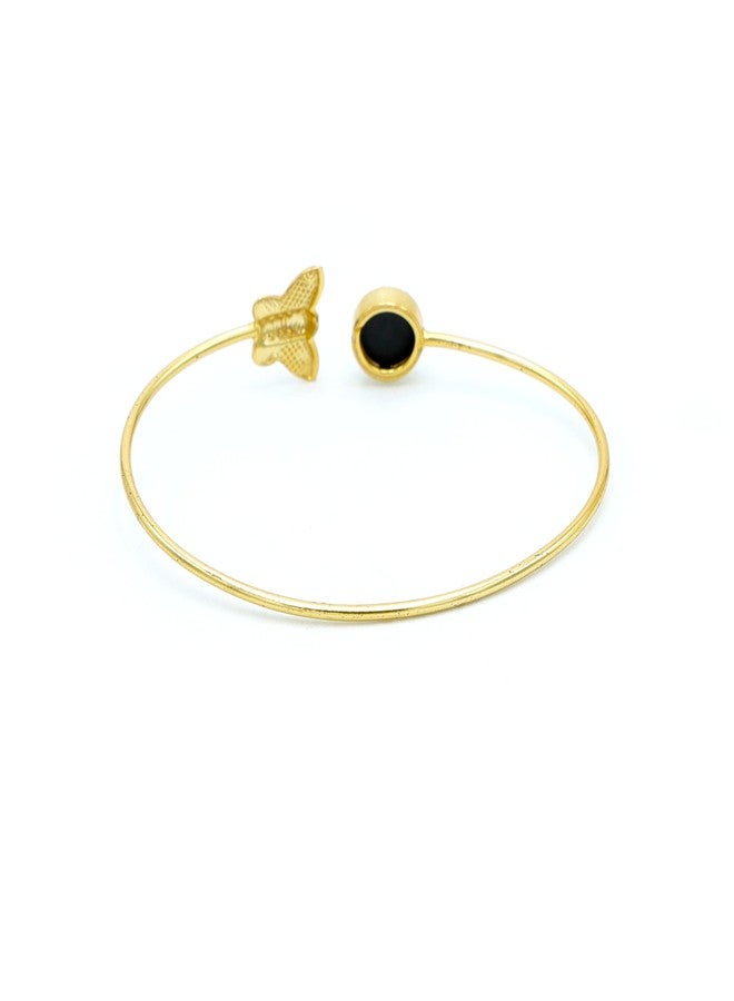 Dua Black Onyx Butterfly Bangle for Women | Stylish Gold-Plated Agate Gemstone Bracelet | Elegant Adjustable Fashion Jewelry | Healing Crystal Accessory | Gift for Her - Image 5