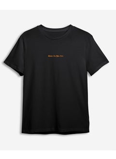 Black Text Printed Regular Cut T-shirt TMNSS24TS00226