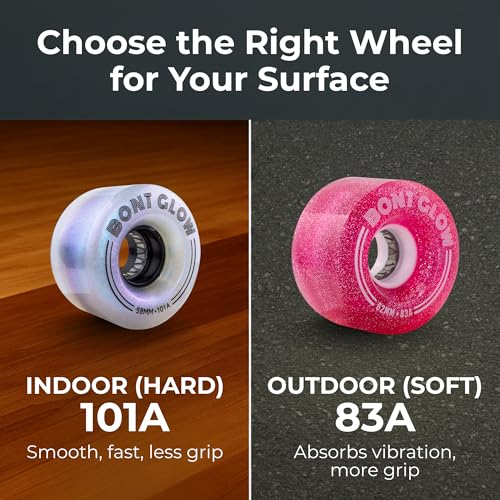 Bont Glow Light Up LED INDOOR Roller Skate Wheels 58x32mm 101A Pack of 4 For Jam Shuffle and Rhythm Skating Obsidian Black - Image 3