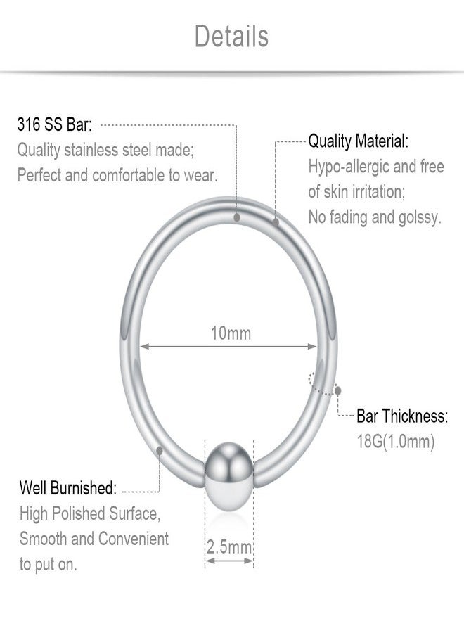 SCERRING 12PCS 18G 8mm Nose Hoop Lip Eyebrow Tongue Helix Tragus Cartilage Septum Piercing Ring - Mix Color - Image 2