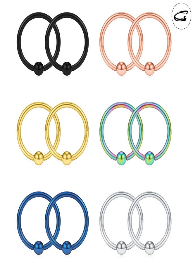 SCERRING 12PCS 18G 8mm Nose Hoop Lip Eyebrow Tongue Helix Tragus Cartilage Septum Piercing Ring - Mix Color - Image 3