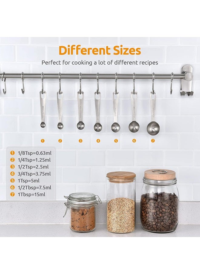 Arabest 18/8 Stainless Steel Measuring Spoons, Metal Measure Spoon Set of 7 Piece - 1/8 TSP, 1/4 TSP, 1/2 TSP, 3/4 TSP, 1 TSP, 1/2 tbsp & 1 tbsp Dry and Liquid Ingredients, for Cooking Baking  - Image 2
