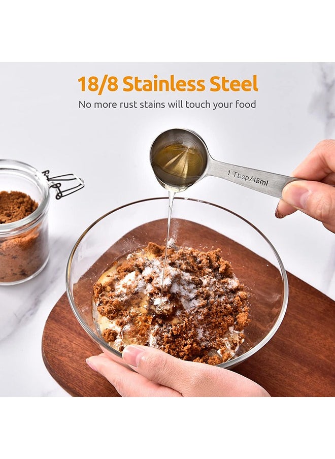 Arabest 18/8 Stainless Steel Measuring Spoons, Metal Measure Spoon Set of 7 Piece - 1/8 TSP, 1/4 TSP, 1/2 TSP, 3/4 TSP, 1 TSP, 1/2 tbsp & 1 tbsp Dry and Liquid Ingredients, for Cooking Baking  - Image 3