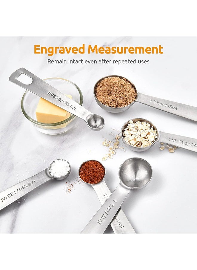 Arabest 18/8 Stainless Steel Measuring Spoons, Metal Measure Spoon Set of 7 Piece - 1/8 TSP, 1/4 TSP, 1/2 TSP, 3/4 TSP, 1 TSP, 1/2 tbsp & 1 tbsp Dry and Liquid Ingredients, for Cooking Baking  - Image 4