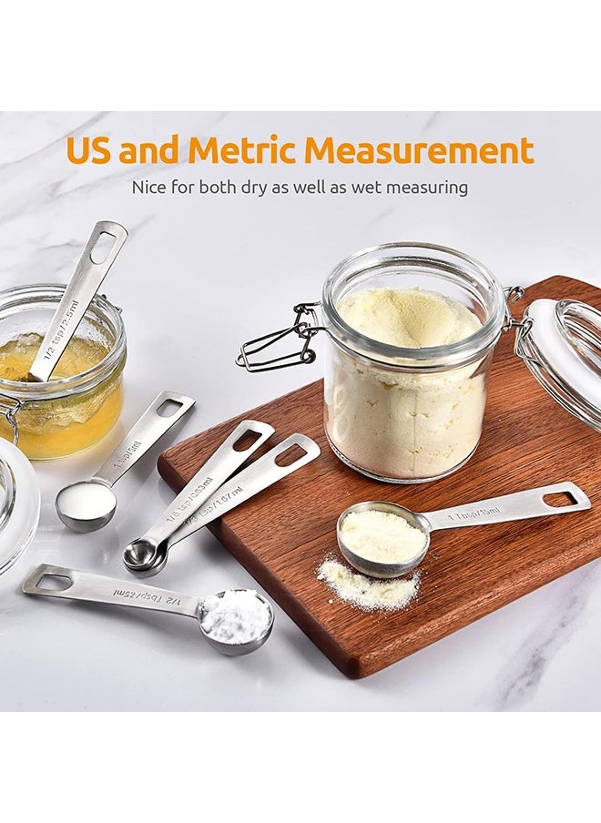 Arabest - 18/8 Stainless Steel Measuring Spoons, Metal Measure Spoon Set of 7 Piece - 1/8 TSP, 1/4 TSP, 1/2 TSP, 3/4 TSP, 1 TSP, 1/2 tbsp & 1 tbsp Dry and Liquid Ingredients, for Cooking Baking - Image 1