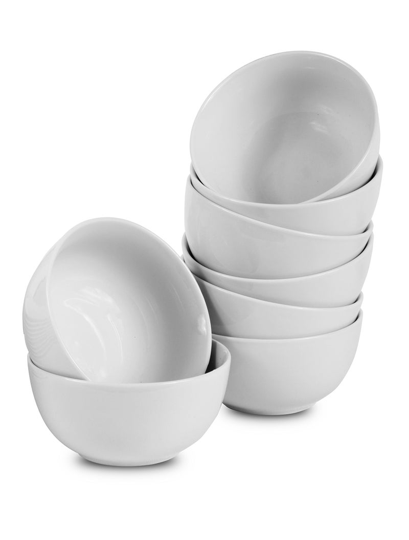 Klikel 8 Pack 18oz White Round Soup Bowls  55inch 18oz Classic Solid Coupe Style Porcelain Dinnerware  Large Bowl For Noodle Pasta Cereal Salad