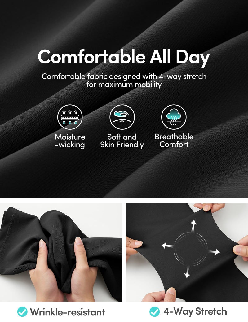 IUGA Women's Work Pants High Waisted Pull On Dress Pants Business Casual Trousers Office Stretchy Slacks with Pockets Black - Image 4