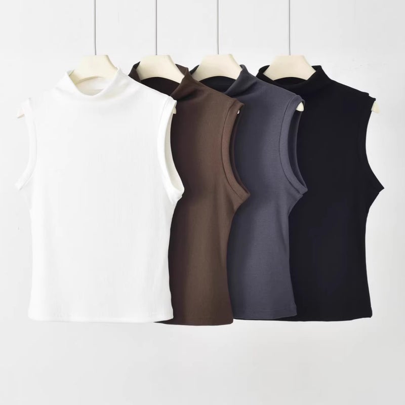 Women's Sleeveless Stretch Slim-Fit Ribbed Camisole Top - Image 1