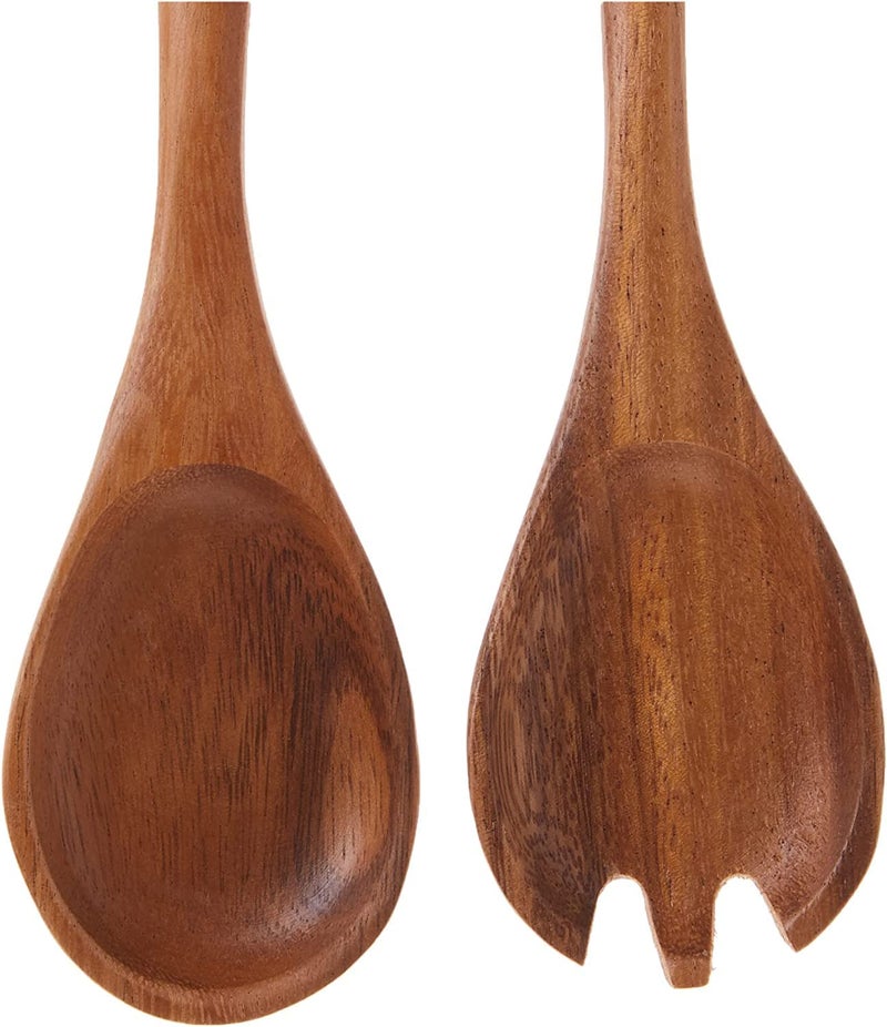Lipper International Acacia Oblong Salad Servers, 12" Long, One Pair - Image 2