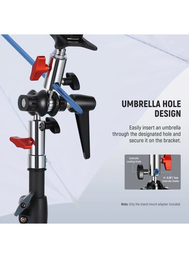 Neewer Heavy Duty Light Stand Head Adapter with All Metal Dual Swivel Ball Joint, Dual 5/8" Receivers, 1/4" to 3/8" Convertor Spigot Stud, 3/8" to 5/8" Screw, for C Stand, Max Load 14lb, UA020 - Image 5