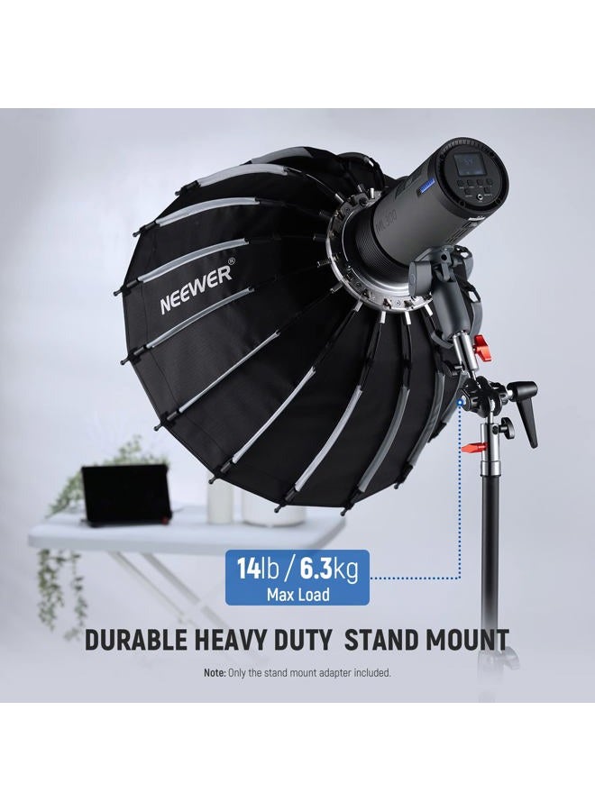 Neewer Heavy Duty Light Stand Head Adapter with All Metal Dual Swivel Ball Joint, Dual 5/8" Receivers, 1/4" to 3/8" Convertor Spigot Stud, 3/8" to 5/8" Screw, for C Stand, Max Load 14lb, UA020 - Image 3