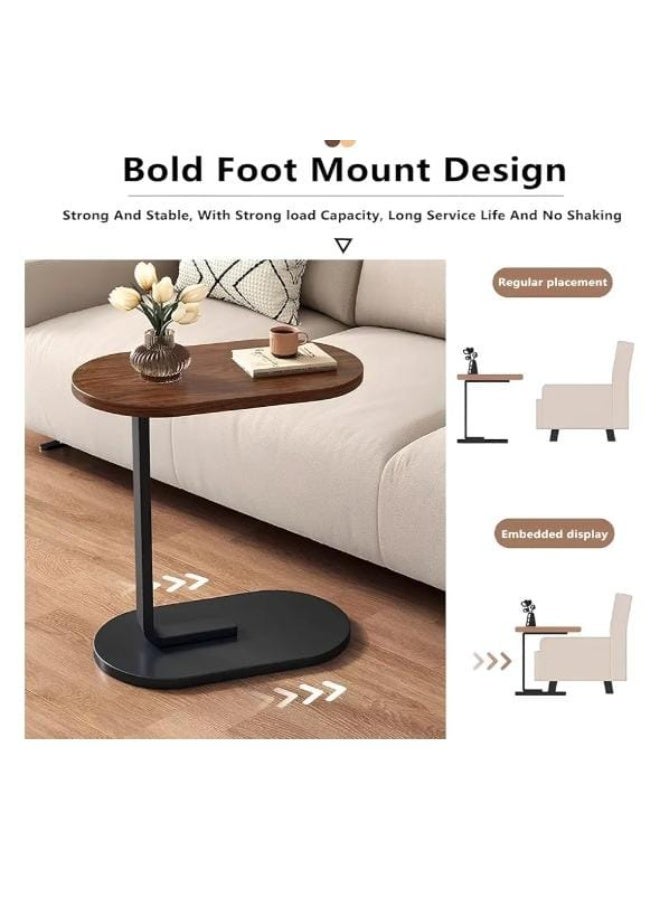 C-shaped side table – stylish oval top – slides easily under sofas or beds – perfect for coffee, laptops, and books – sleek, modern, and lightweight design. - Image 3