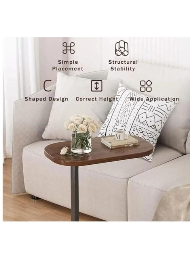 C-shaped side table – stylish oval top – slides easily under sofas or beds – perfect for coffee, laptops, and books – sleek, modern, and lightweight design. - Image 2