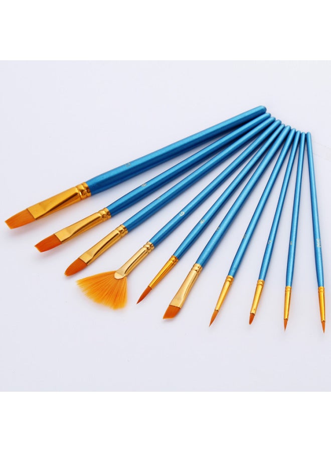 ZhuTing Linen Wood Watercolor Pen Two-color Nylon Wool Combination Brush Set With Fan-shaped Water Chalk - Image 1