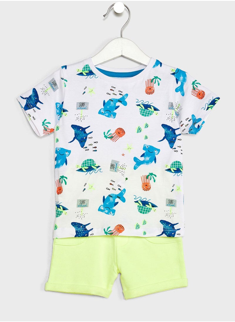 MINOTI - Infant Graphic T-Shirt & Shorts Set - Image 1