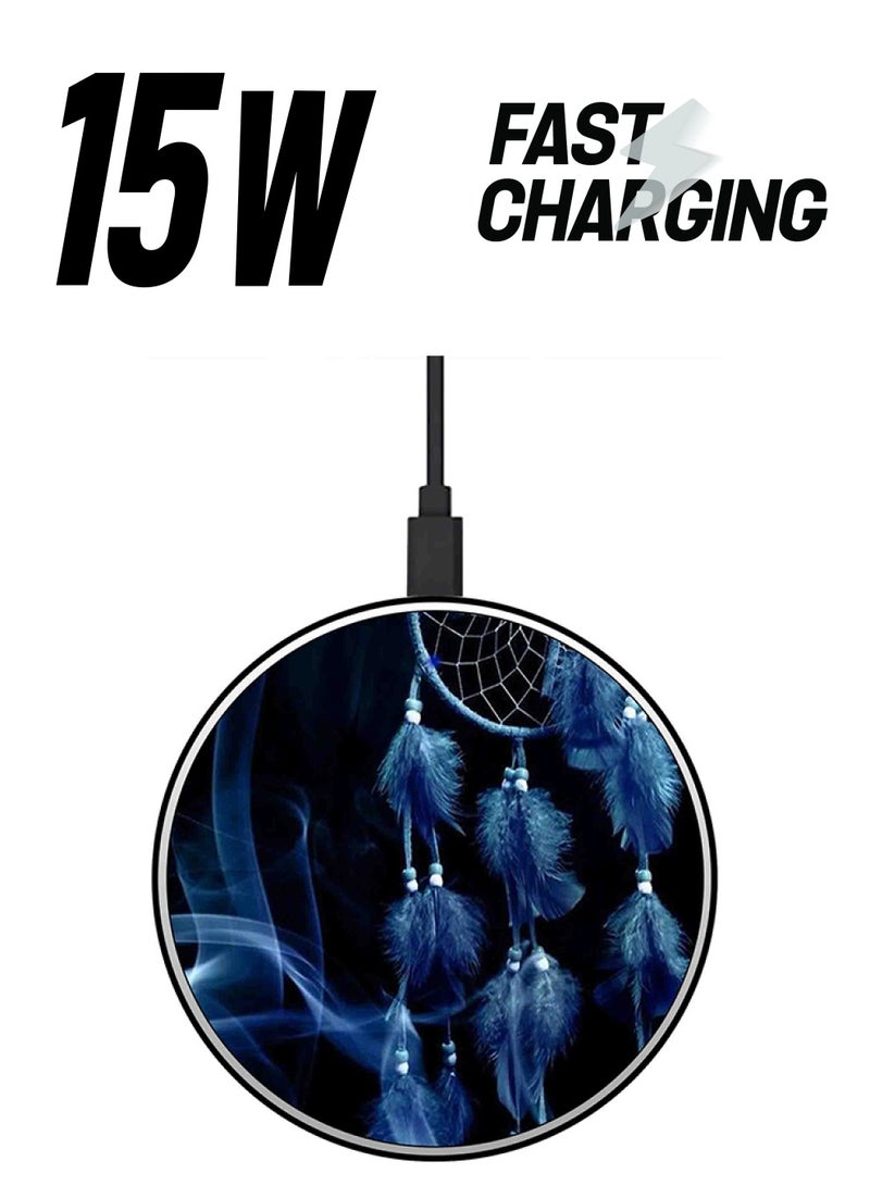 Theodor Dreamcatcher Printed Ultra Slim Fast Wireless Charger With USB Cable Black/Grey - Image 1