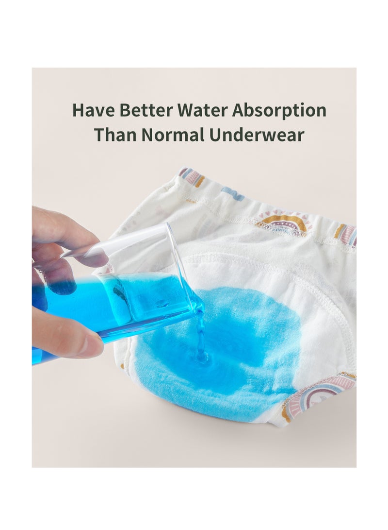 HFN Washable Baby Potty Training Pants 3 Packs, 6 Layer Breathable Cotton Cloth Diapers for Toddlers, Reusable Training Underwear Size L for Everyday Use - Image 2