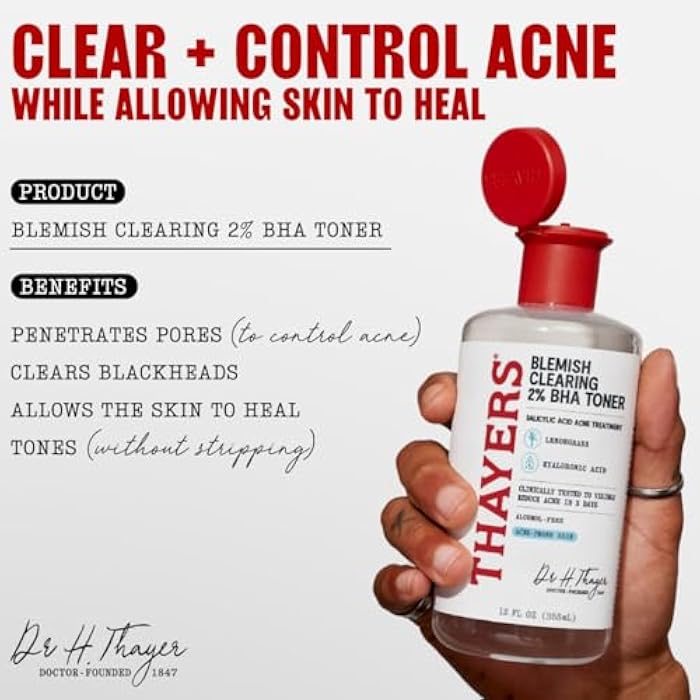 Thayers Blemish Clearing Salicylic Acid Toner, Acne Treatment Face Toner with 2% Salicylic Acid, Soothing and Non-Stripping Skin Care, 12 Fl Oz - Image 2