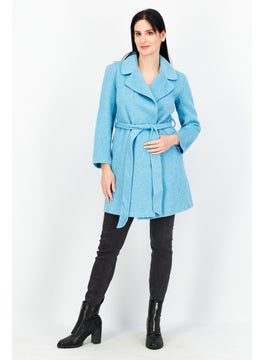 VERO MODA Women Textured Belted Trench Coat, Blue  - Image 2